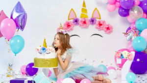 Unicorn Birthday Party Decoration with Balloon Wands