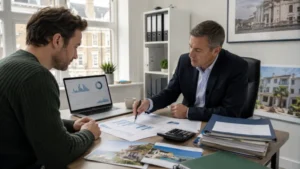 UK taxpayer and accountant reviewing Capital Gains Tax on an overseas property sale