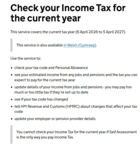 HMRC's official online service for checking Income Tax paid during the 2026 tax year.